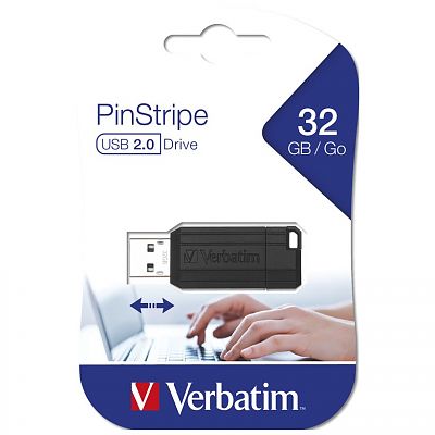 Verbatim USB DRIVE 2.0 PINSTRIPE 32GB BLACK