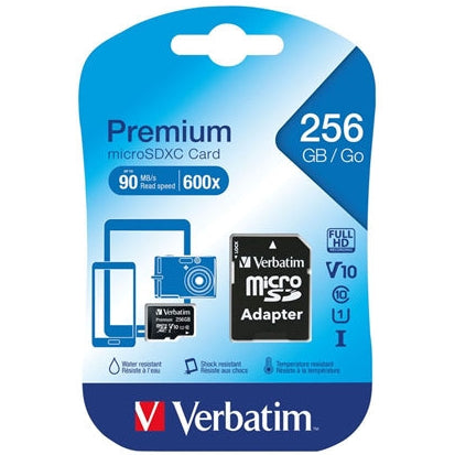 Verbatim Micro SDXC Premium UHS-1 256GB Class 10 Incl. Adapter