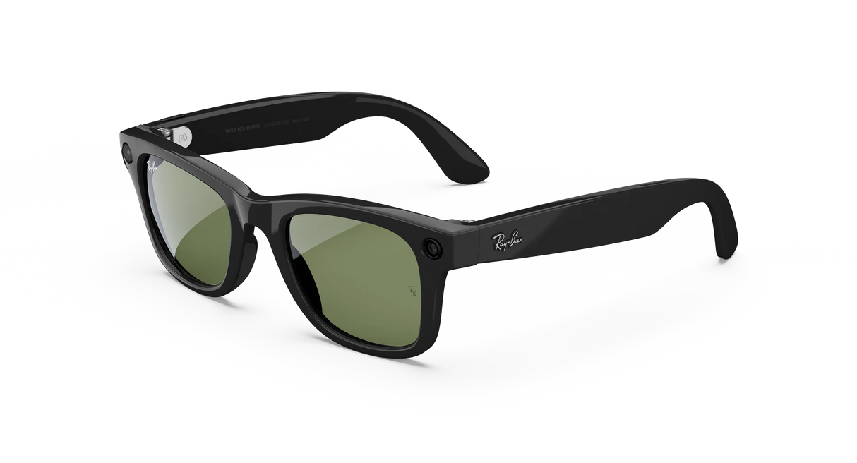 RAY-BAN META WAYFARER (GEN 1) GLASSES - SHINY BLACK/G-15 GREEN - LARGE