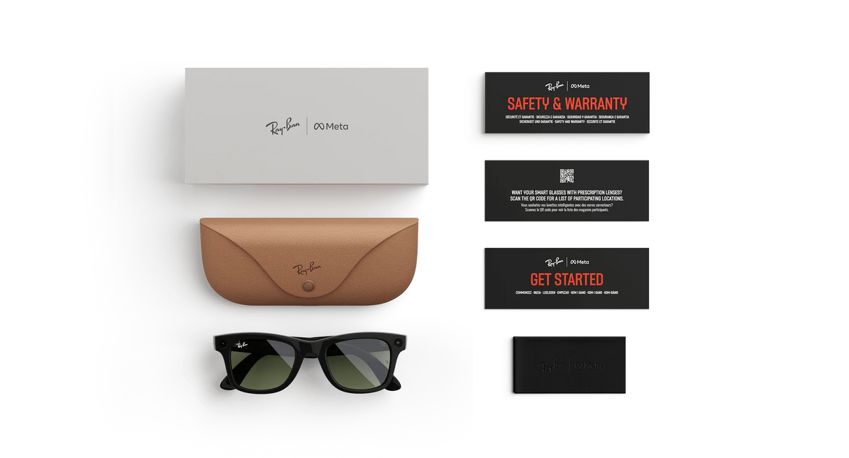 RAY-BAN META WAYFARER (GEN 1) GLASSES - SHINY BLACK/G-15 GREEN - LARGE