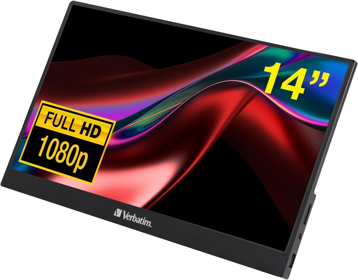 Verbatim PMT-14 Portable Monitor with Touchscreen, 14" 1080P Full HD @ 60Hz, HDMI/Type-C/USB-C