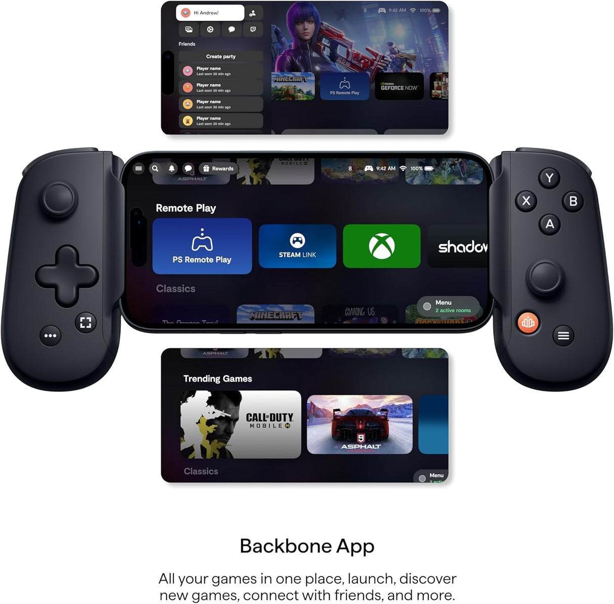 BACKBONE One Mobile Gaming Controller For Android & iPhone 15 Series (USB-C) - Black - Gen 2