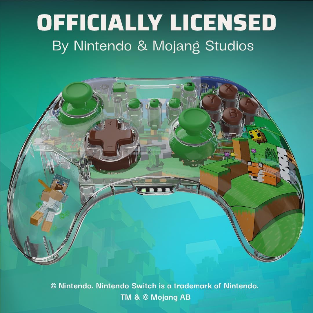 PDP REALMz Wireless LED Light-up Pro Controller: Minecraft Forest (Switch)