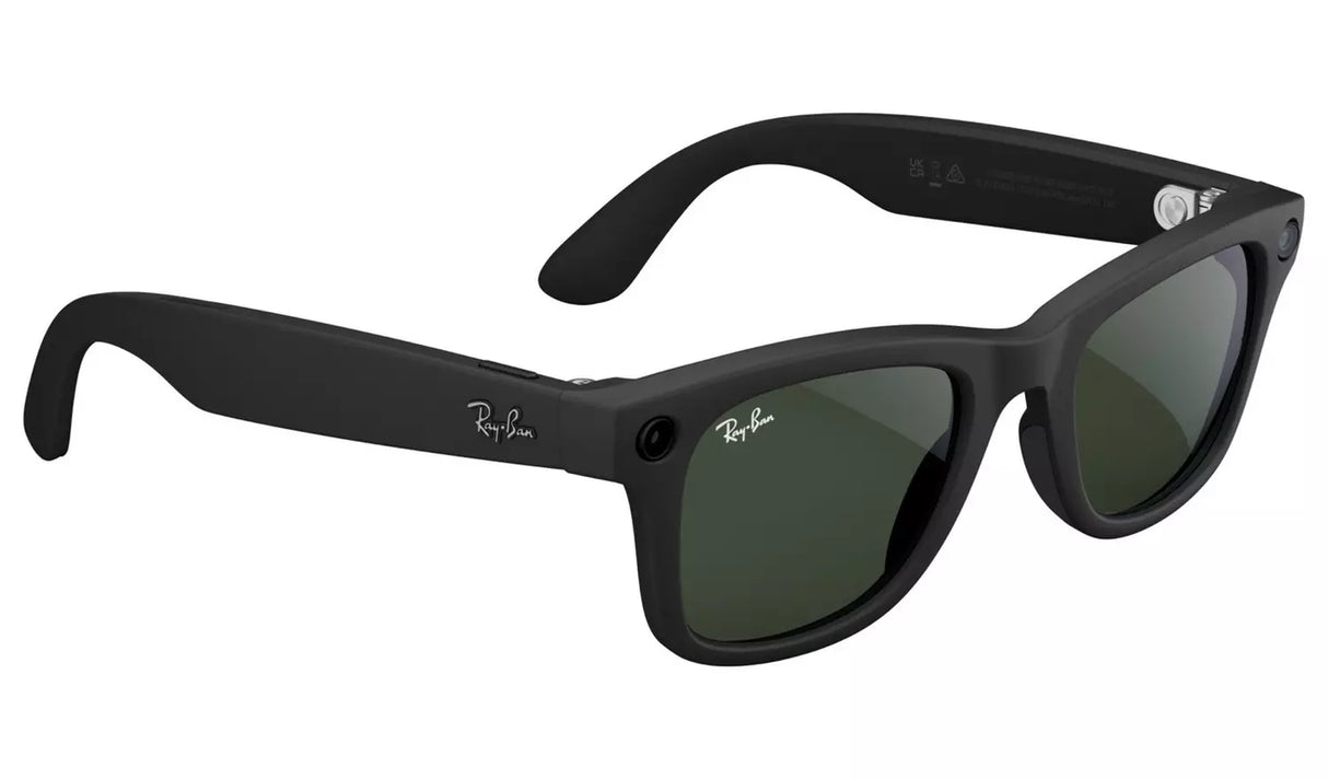 RAY-BAN META WAYFARER (GEN 1) GLASSES - MATTE BLACK/CLEAR TO GRAPHITE GREEN