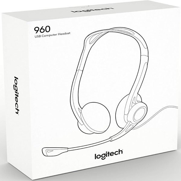 Logitech 960 Wired Headset Stereo Headphones with Noise-Cancelling Microphone