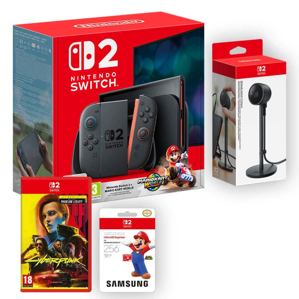 Nintendo Switch 2 Mario Kart Bundle with Cyberpunk 2077 Ultimate Edition, SD Card & Switch 2 Camera
