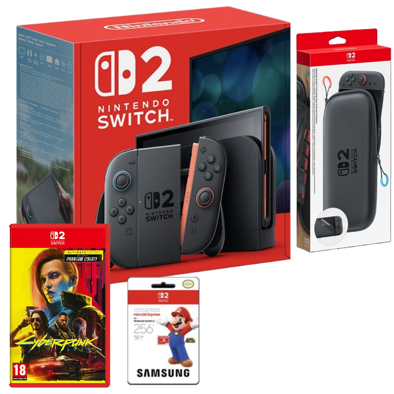 Nintendo Switch 2 + Case & Screen Protector + Cyberpunk 2077 UE + 256GB MicroSD Card