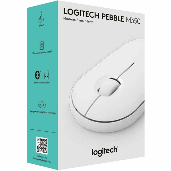 Logitech Pebble Mouse 2 M350s Slim Bluetooth Wireless Mouse White