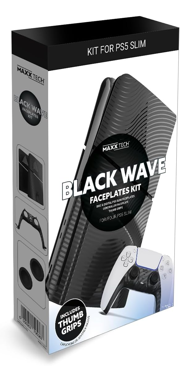 PS5 Slim Face Plates - Black Wave (PS5)