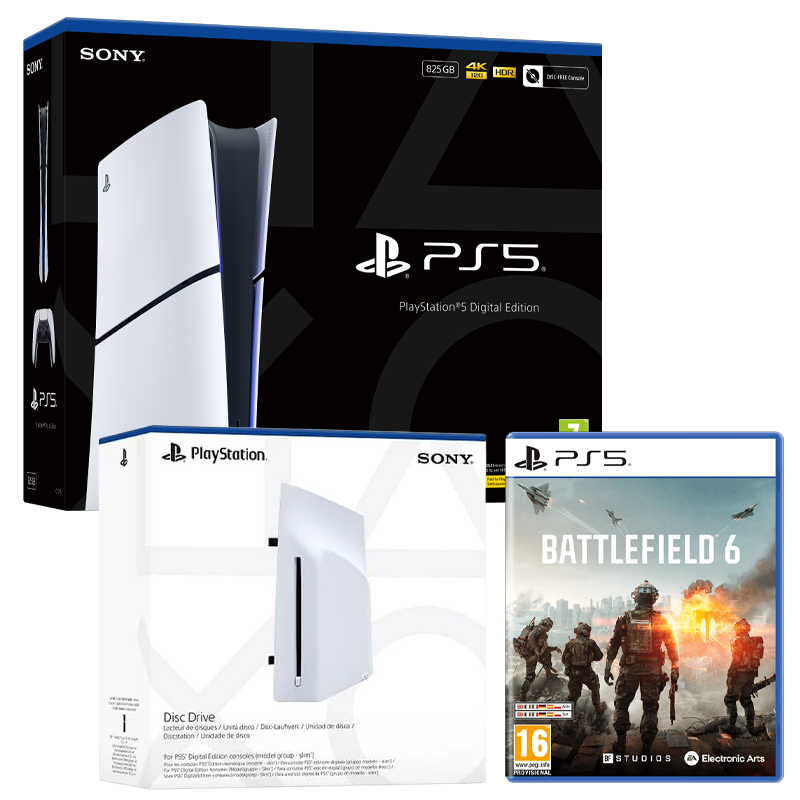 PlayStation 5 Console Digital Edition with Disc Drive and Battlefield 6 (PS5)