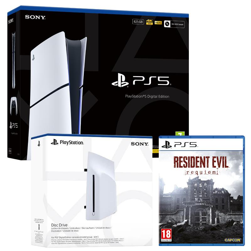 PlayStation 5 Digital Edition with Disc Drive and Resident Evil Requiem (PS5)