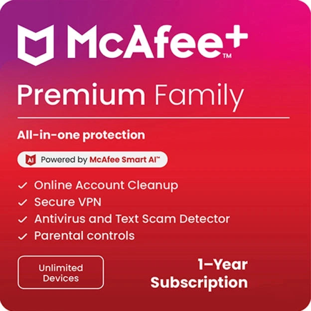 McAfee+ Premium Family 1 Year Unlimited Devices