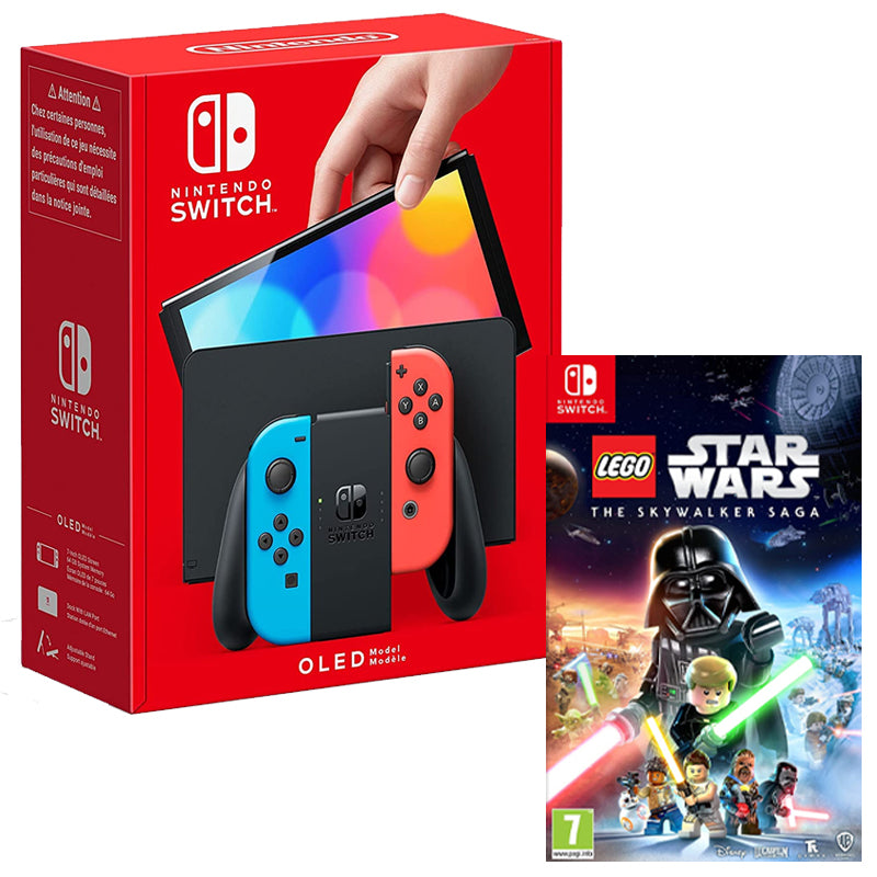 Nintendo Switch OLED Console - Neon with Lego Star Wars: The Skywalker Saga