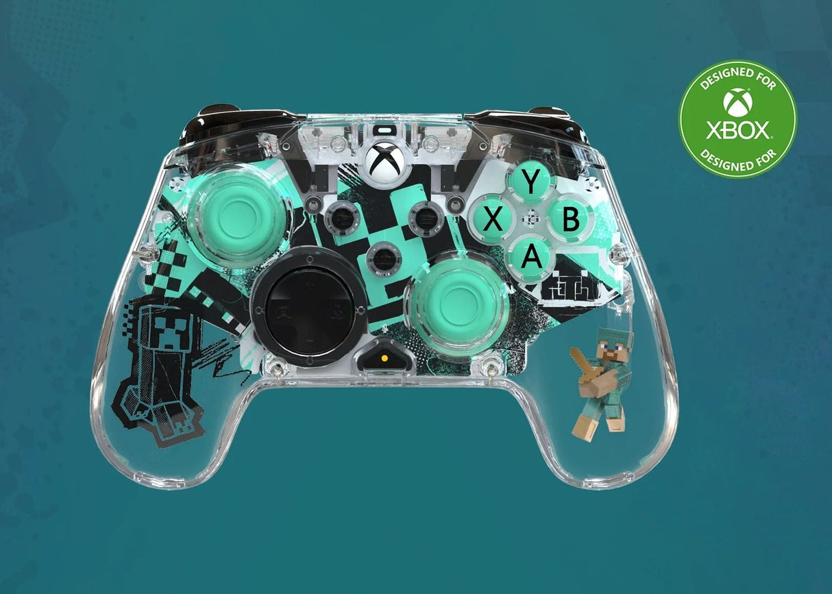 PDP REALMz Wireless LED Light-up Pro Controller: Minecraft Diamond (Xbox Series X)