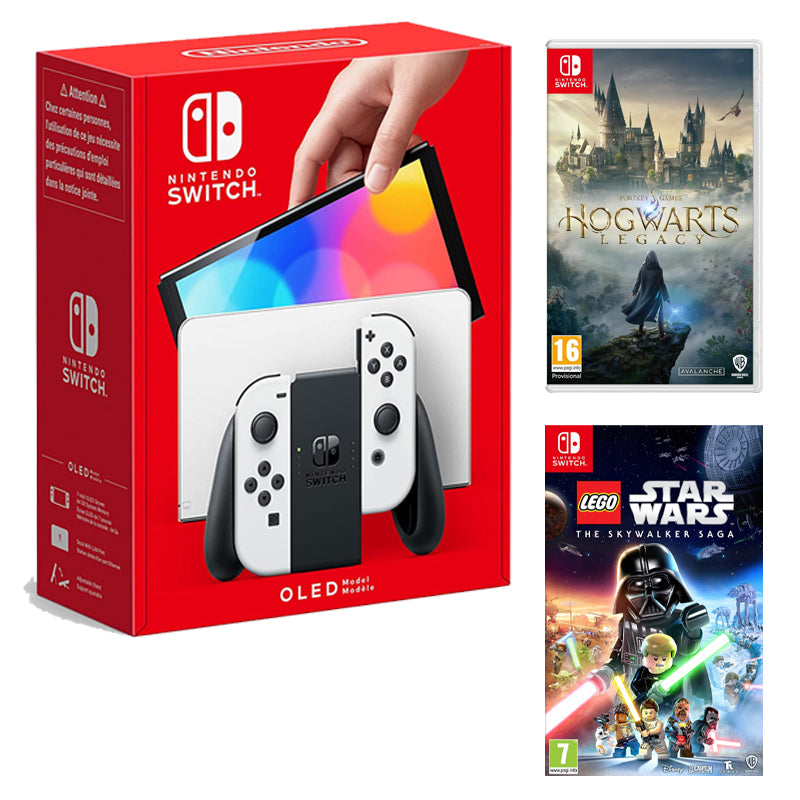 Nintendo Switch OLED Console - White, LEGO Star Wars: The Skywalker Saga and Hogwarts Legacy