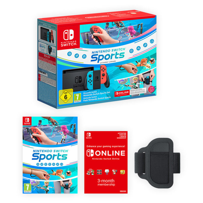Nintendo Switch Console - Neon Blue/Neon Red Nintendo Switch Sports Set + 3 Months NSO (Switch)