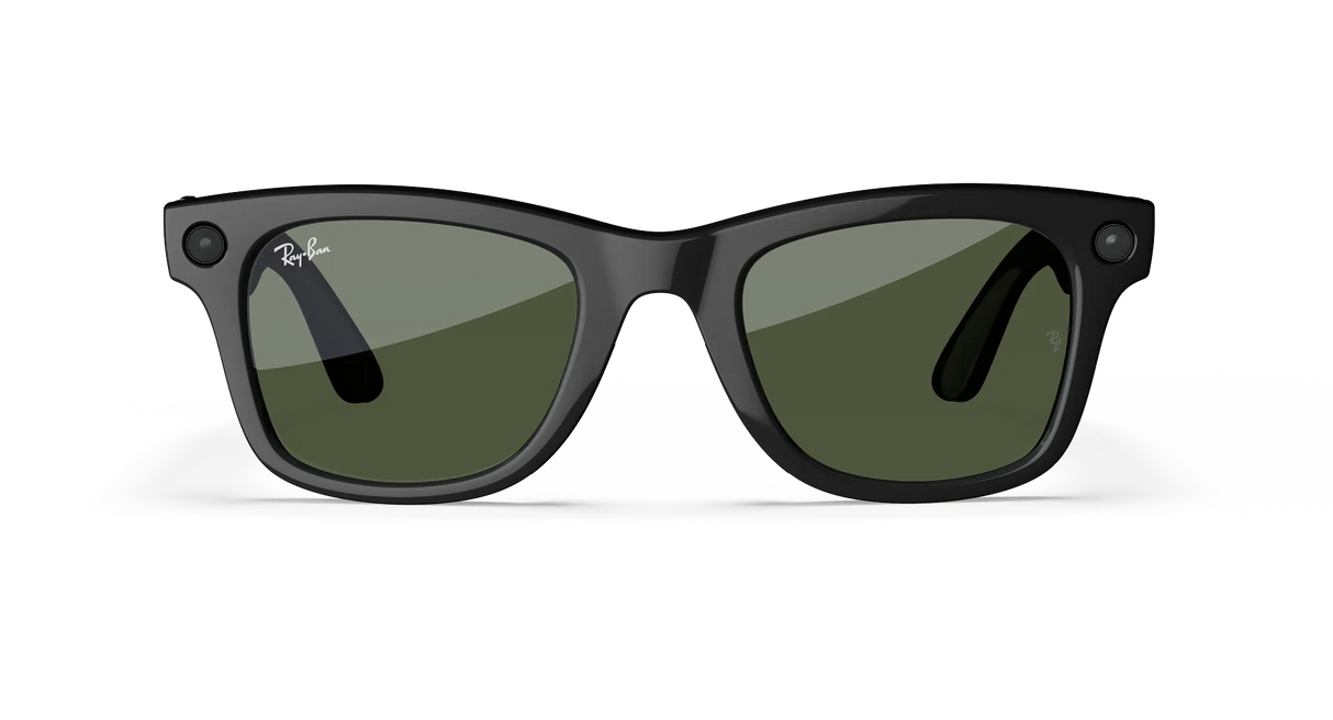 RAY-BAN META WAYFARER (GEN 1) GLASSES - SHINY BLACK/G-15  GREEN - LARGE