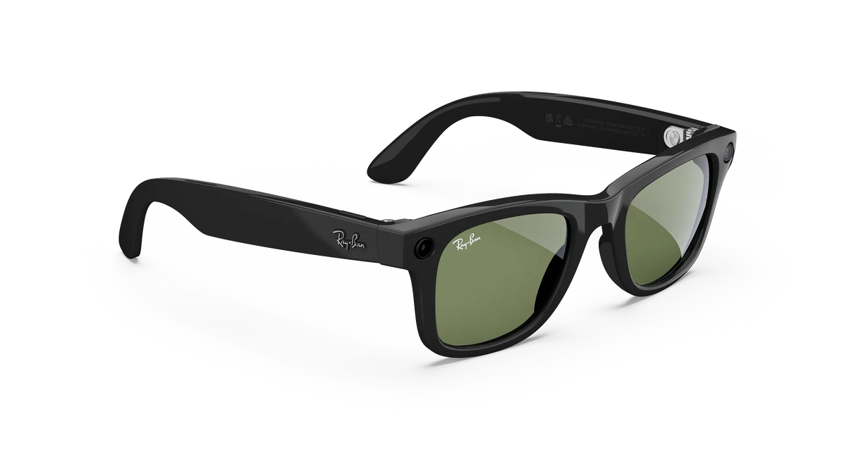 RAY-BAN META WAYFARER (GEN 1) GLASSES - SHINY BLACK/G-15  GREEN - LARGE