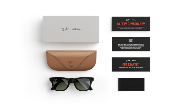 RAY-BAN META WAYFARER (GEN 1) GLASSES - SHINY BLACK/G-15  GREEN - LARGE