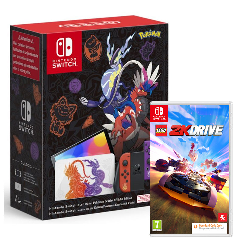 Nintendo Switch OLED Console Pokemon Scarlet and Violet, LEGO 2K Drive + 3-in-1 Aquadirt Racer
