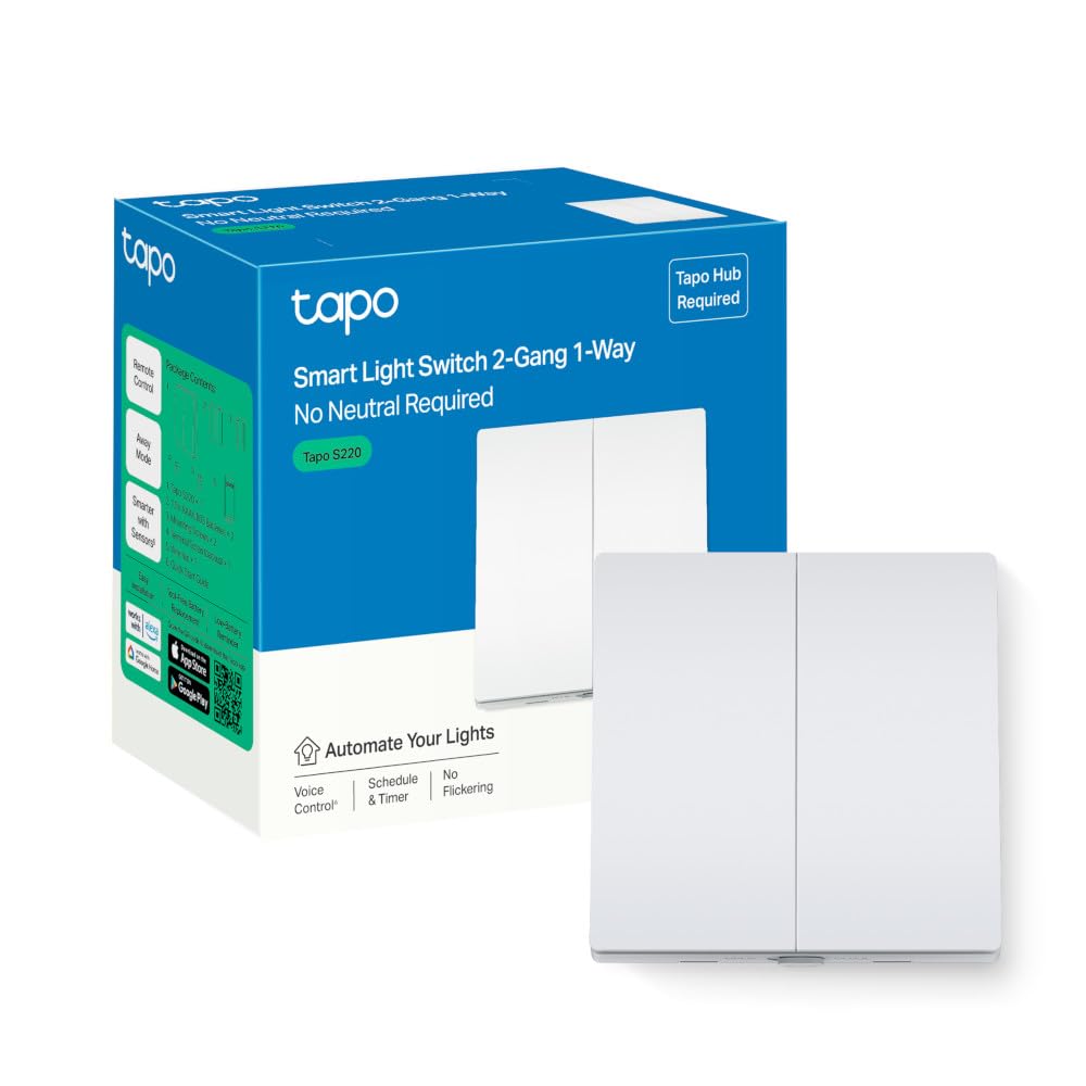 TP-Link Tapo S220 Tapo Smart Light Switch 2 Gang 1 Way