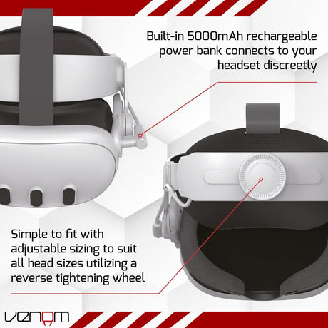 Venom Headstrap with Powerbank for Meta Quest 2, 3 and 3S