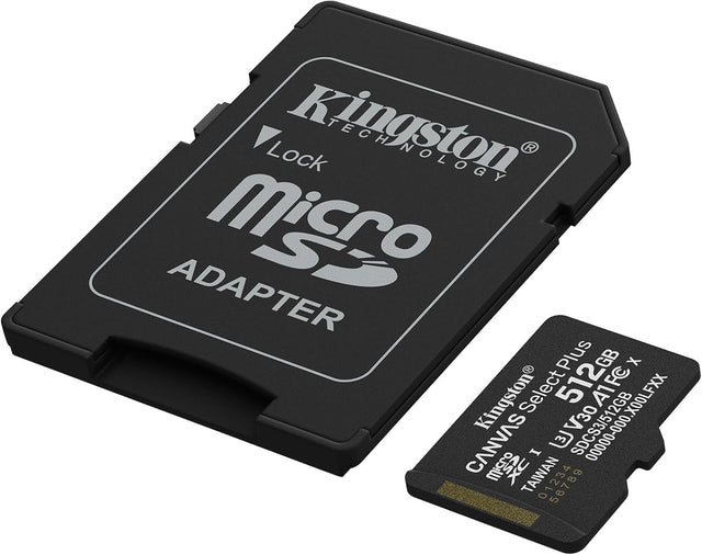 Kingston Canvas Select Plus microSD Memory Card 512GB microSDXC Gen3 150MB/s A1 Card + Adapter - SDC