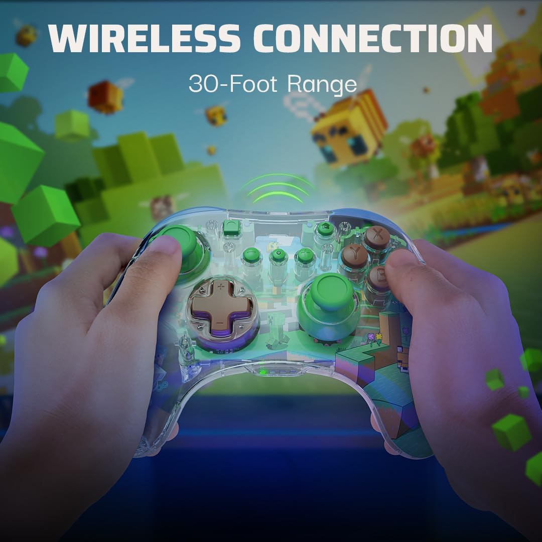 PDP REALMz Wireless LED Light-up Pro Controller: Minecraft Forest (Switch)