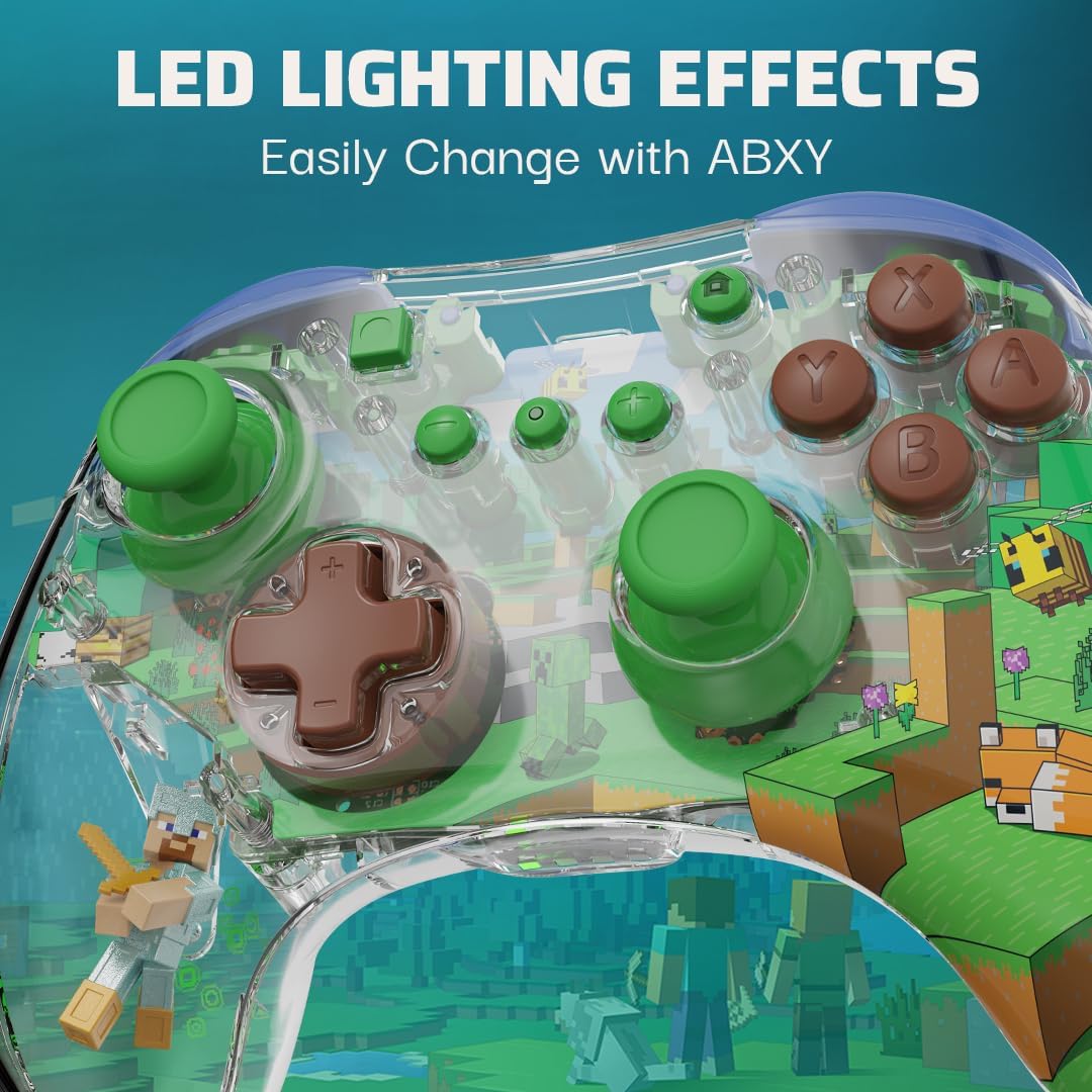 PDP REALMz Wireless LED Light-up Pro Controller: Minecraft Forest (Switch)