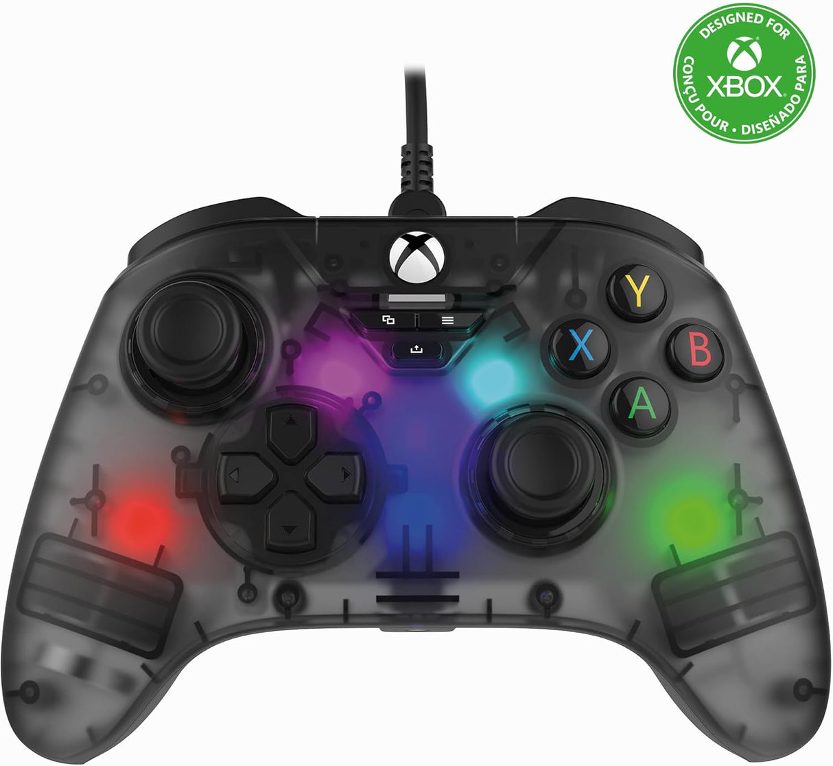 Snakebyte Wired GAMEPAD RGB X - Smoke - Officially licensed, Xbox Series X|S & PC