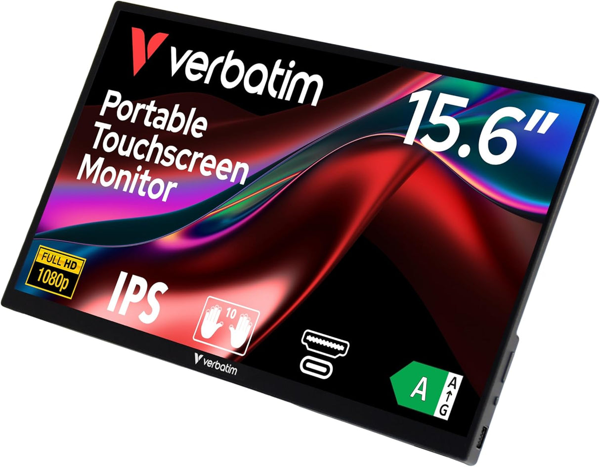 Verbatim PMT-15 Black Portable Touchscreen Monitor 15.6 Inch FHD 1080P