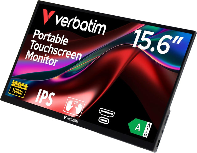 Verbatim PMT-15 Black Portable Touchscreen Monitor 15.6 Inch FHD 1080P