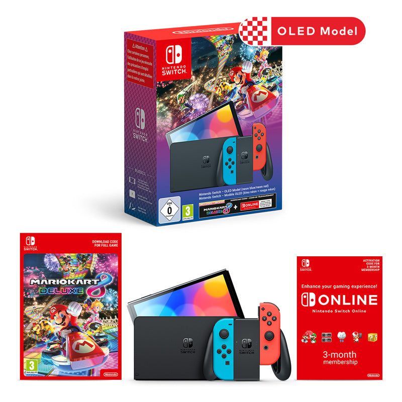 Nintendo Switch OLED Console - Mario Kart 8 Deluxe Bundle + 3 Months NSO (Switch)