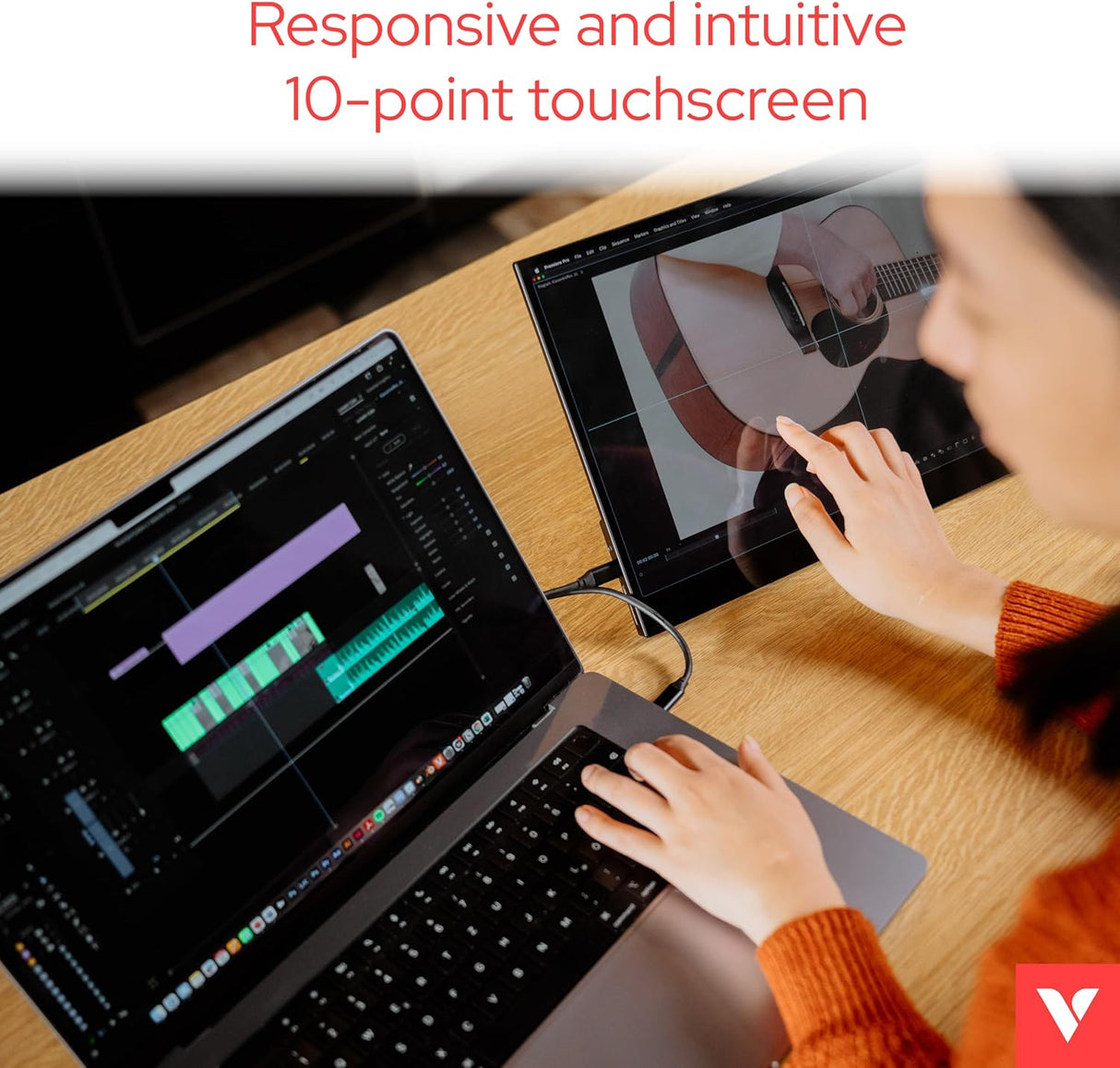 Verbatim PMT-14 Portable Monitor with Touchscreen, 14" 1080P Full HD @ 60Hz, HDMI/Type-C/USB-C