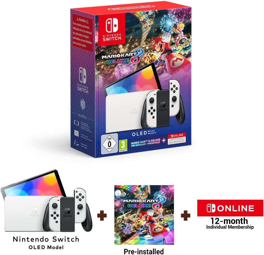 Nintendo Switch OLED Console - Mario Kart 8 Deluxe Bundle + 12 Months NSO (Switch)