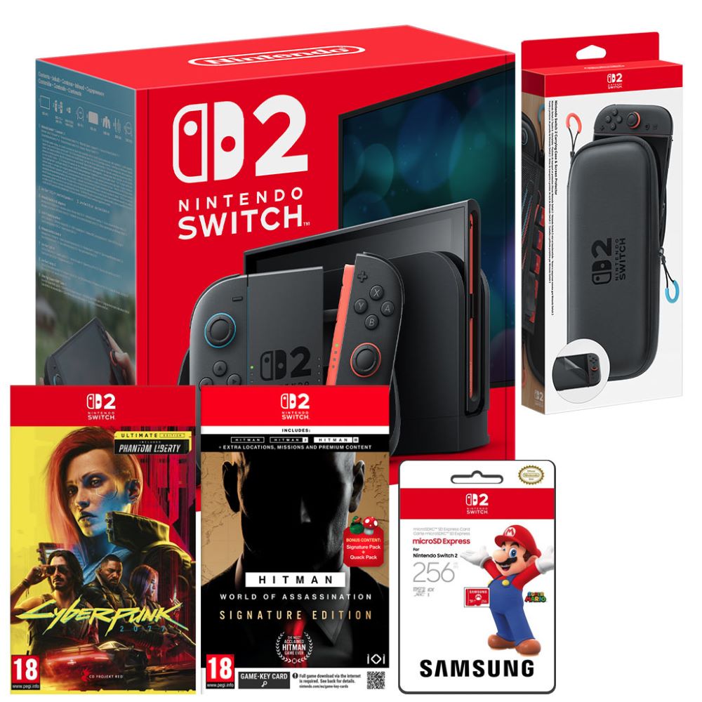Nintendo Switch 2 Console with Carry Case, Cyberpunk 2077, Hitman WOA + 256GB Micro SD Card