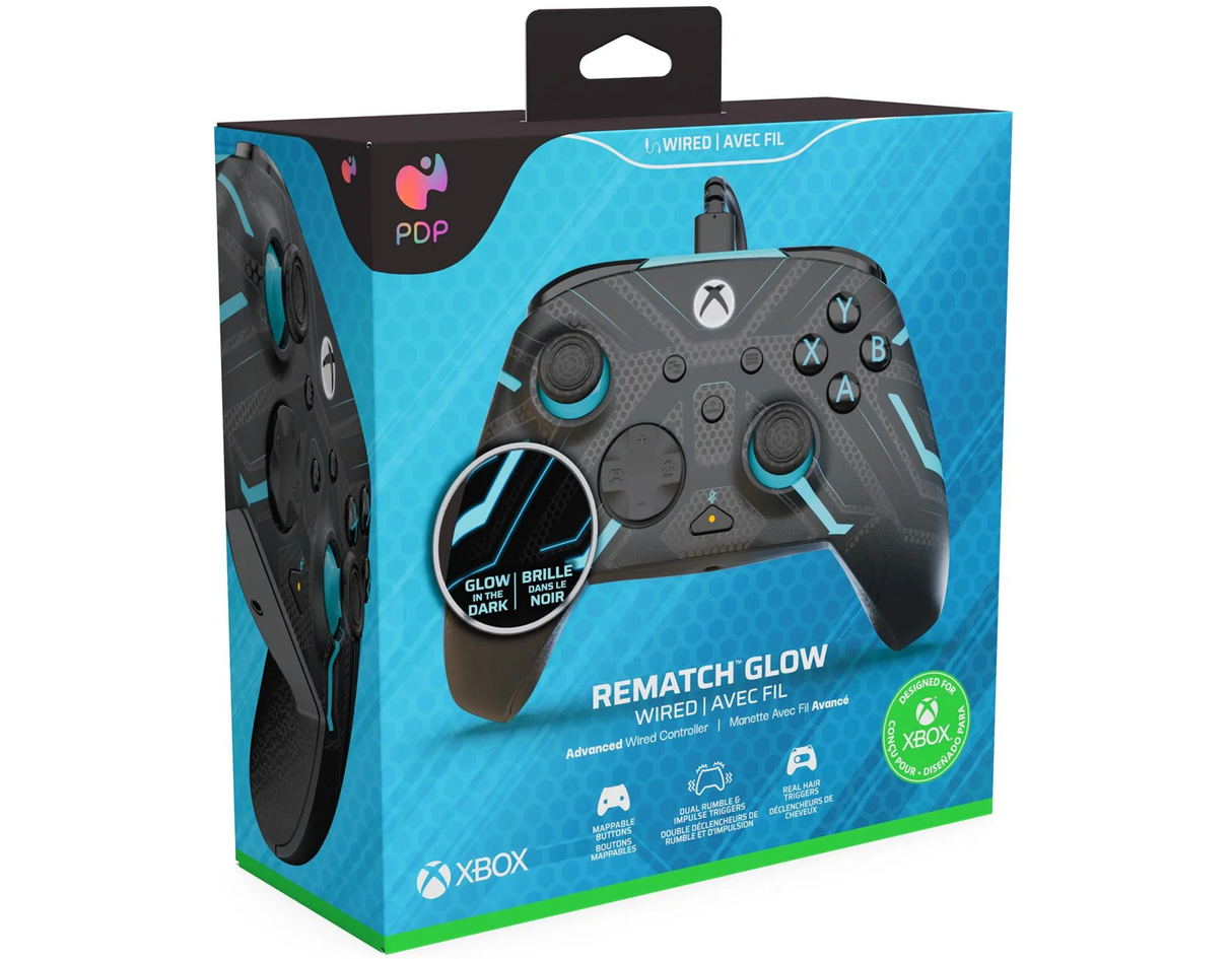 PDP Rematch GLOW Wired Controller - Xbox Series X - Titan Steel (Xbox Series X)