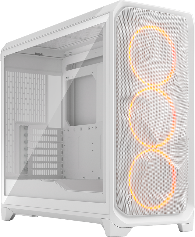 Fractal Design Meshify 3 XL Full Tower Gaming PC Case - White RGB TG Clear Tint