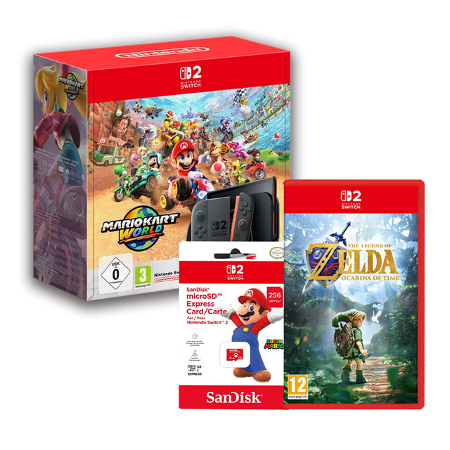 Nintendo Switch 2 Mario Kart World Bundle with Ocarina of Time & 256GB Micro SD Card