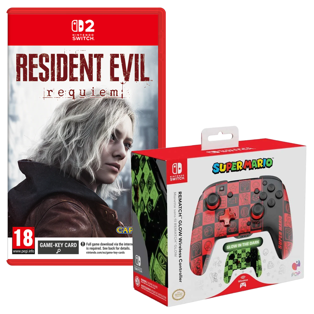 PDP Official Wireless Deluxe Controller GLOW Icons and Resident Evil Requiem (Switch 2)