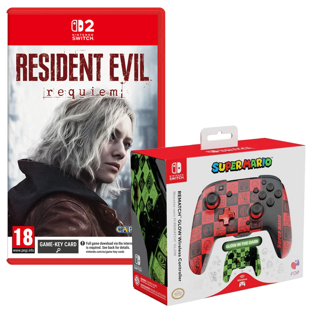 PDP Official Wireless Deluxe Controller GLOW Icons and Resident Evil Requiem (Switch 2)