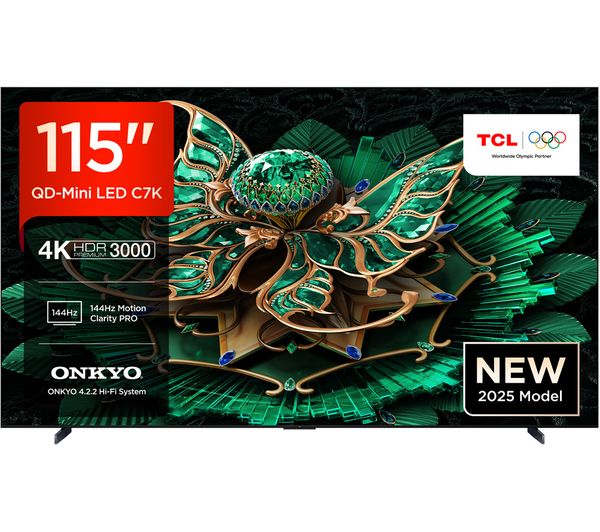 TCL 115X955K 115" QLED 4K TV - Brushed Titanium Metal Front