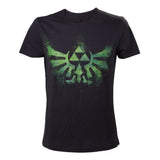 NINTENDO Legend of Zelda Adult Male Distress Green Royal Crest T-Shirt, Medium, Black
