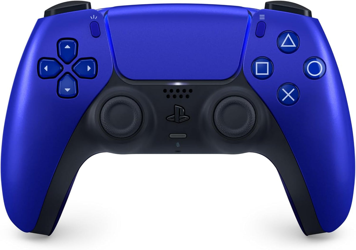 Cobalt Blue PS5 DualSense controller from the front on a white background