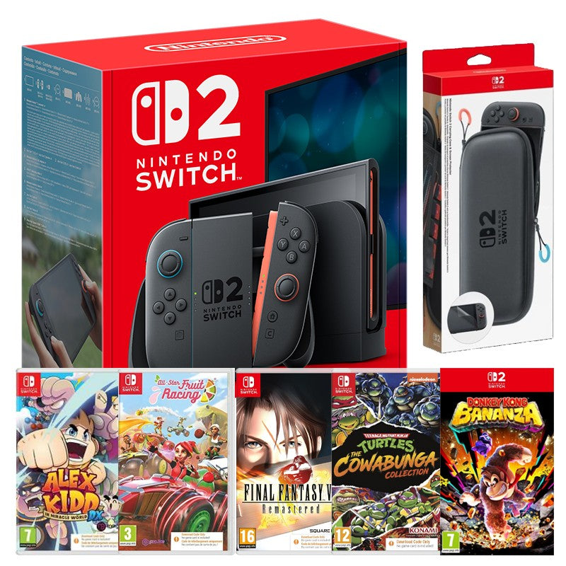 Nintendo Switch 2 Console with Mario Kart World, Donkey Kong Bananza, Carrying Case and 4 more games