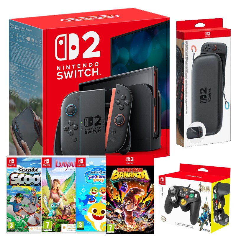 Nintendo Switch 2 MKW Bundle w/ Hori Controller, Carry Case, Donkey Kong Bananza and 3 more games